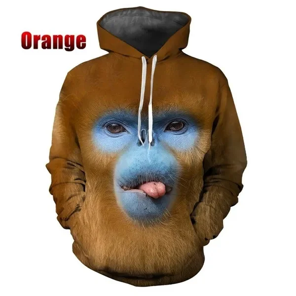 thumbnail image 1 of Nuevas sudaderas con capucha con estampado 3D de monos y animales para hombre, sudaderas divertidas con capucha Y2k, sudadera de hip hop, jersey Harajuku, ropa para mujer, 1 of 4