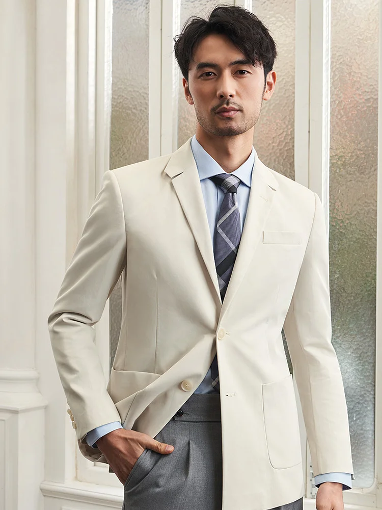 Men Suits Blazers Beige Slim Fit 2022 