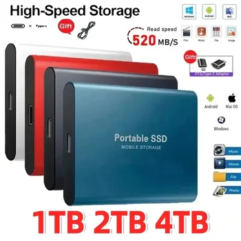 Portable SSD 1TB High Speed External Hard Drive USB 3.1 Type-C Interface Hard Disk Solid State Drive Mass Storage for Laptop/PC/TV 1