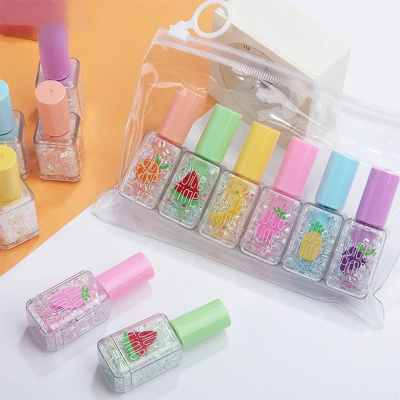 6Pcs Cute Cartoon Nail Polish Shape Highlighters School Office Stationery Students Drawing Supplies Kawaii Mini Paint Marker Pen highlighter pen marker pen highlighter marker art marker