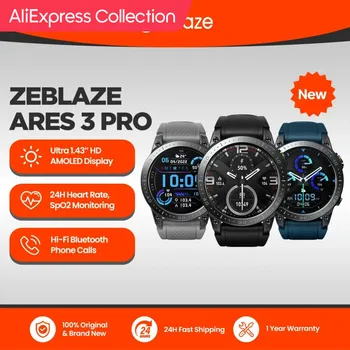 AliExpress 컬렉션 신제품 Zeblaze Ares 3 Pro 울트라 HD AMOLED 디스플레이 음성 통화 스마트 워치, 100 개 이상의 스포츠 모드, 24 시간 건강