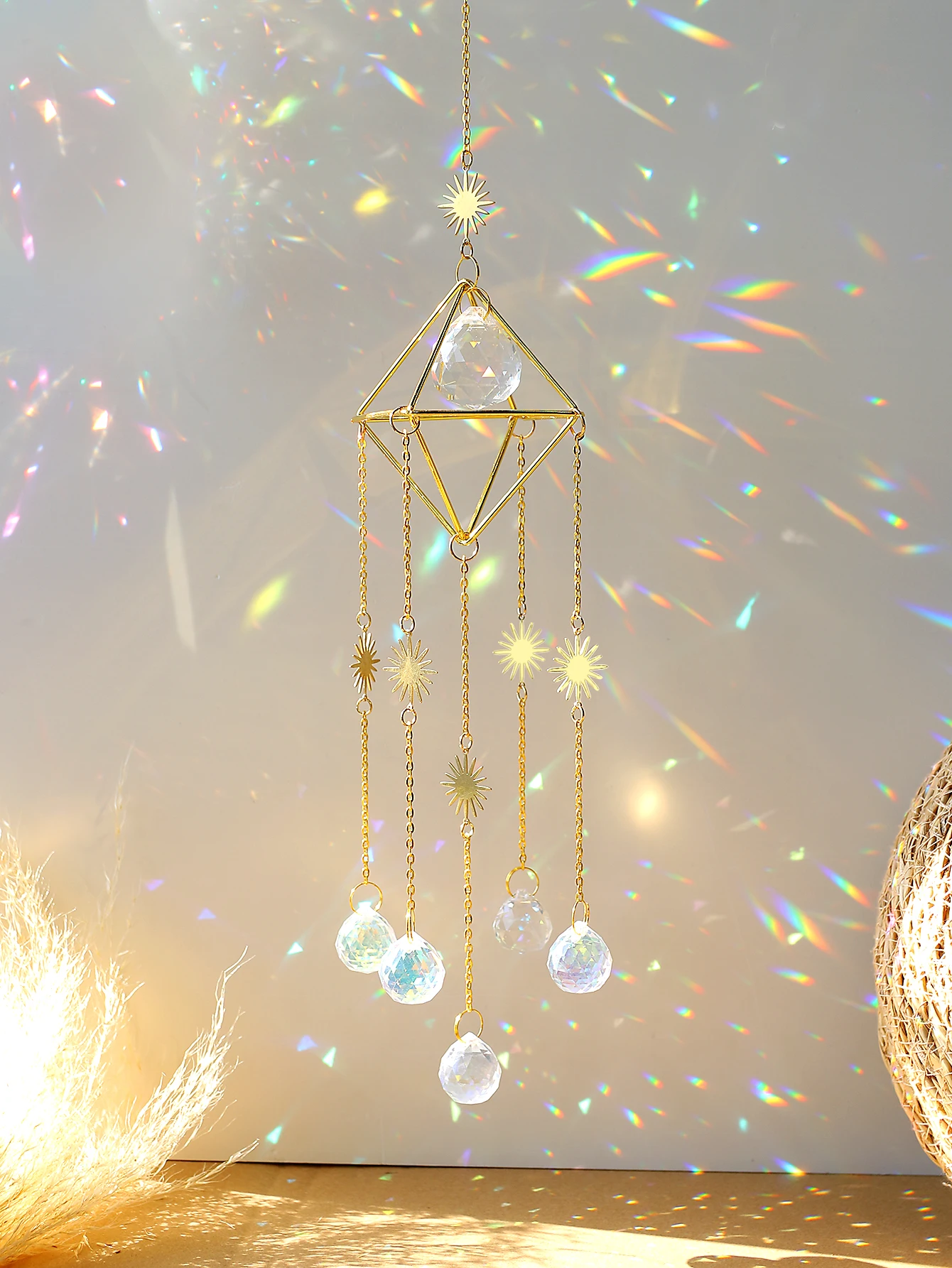 Sun Catcher Wall Hanging Crystal Wind Chime Prism Suncatcher Rainbow Maker Light Catcher Garden Decoration Car Ornaments Gift