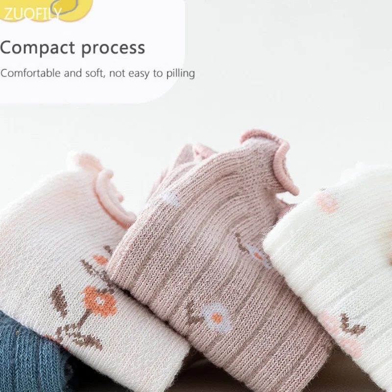 Spring Baby Ruffle Girls Socks Knee High Long Sock Kid Soft Cotton Toddler Print Socks Children Princess Autumn 0-5Yrs cotton socks kids socks baby socks girls socks