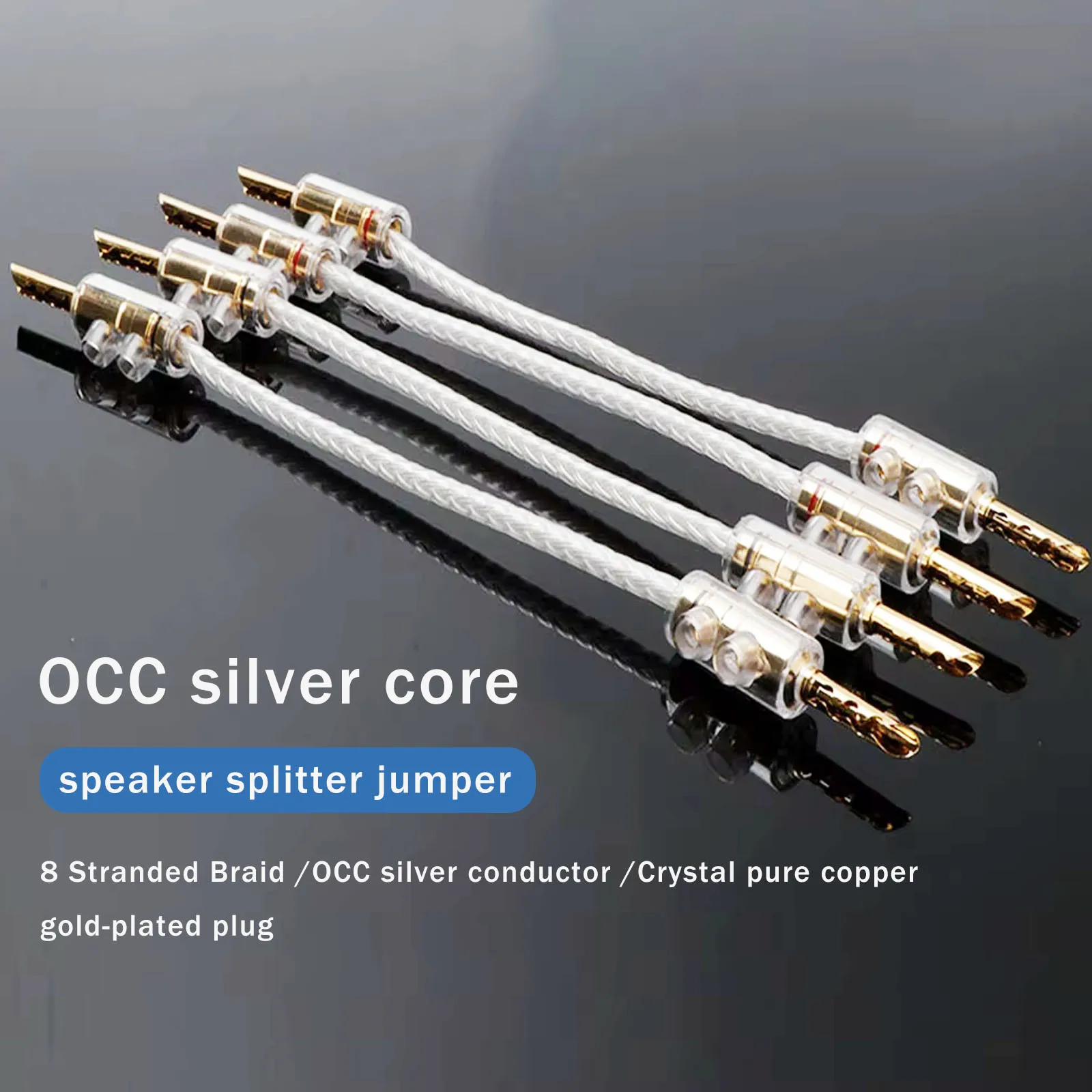Hifi OCC Silver Speaker Jumper Bridge Aaudio Cable Over Machine Line Speaker Cable Gold Plated Banana Y plug Wire 4PCS