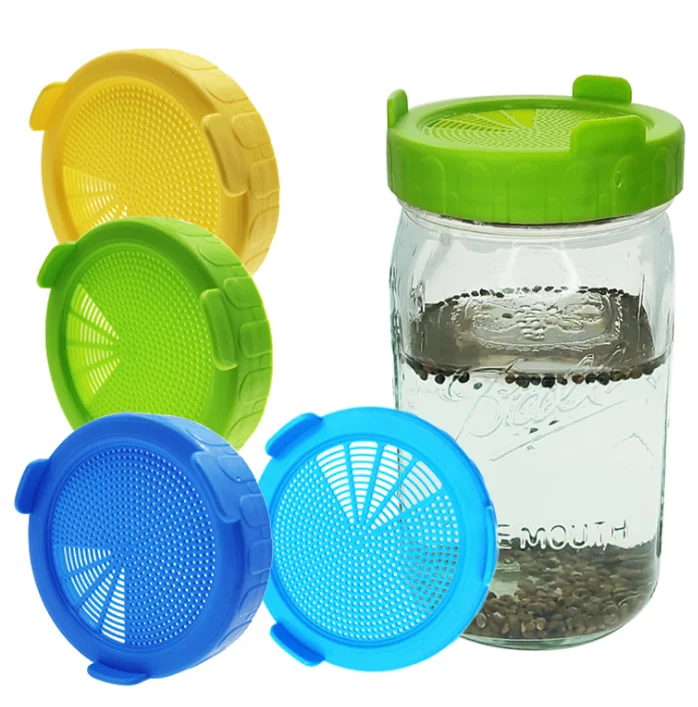 Wide Mouth Plastic Mason Jar Sprouting Lid Food Grade Mesh Sprout Cover Dropshipping Seed Crop Germination for   plant