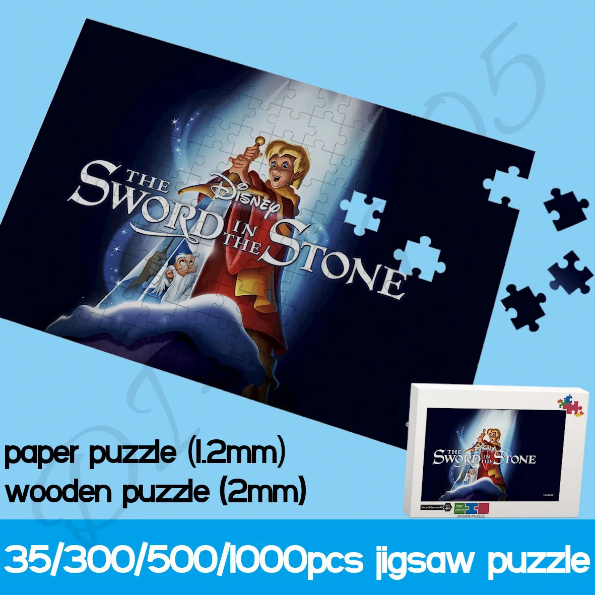

1000 Piece Paper and Wooden Puzzles Disney Animated Feature Film The Sword In The Stone Jigsaw Puzzles Recreational Toys&hobbies