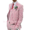 Costume Homme 3 Piece Linen Men Suits 2023 Groom Tuxedo for Wedding Groomsman Summer Beach Male Suit (Jacket+Pants+Vest) Terno 3