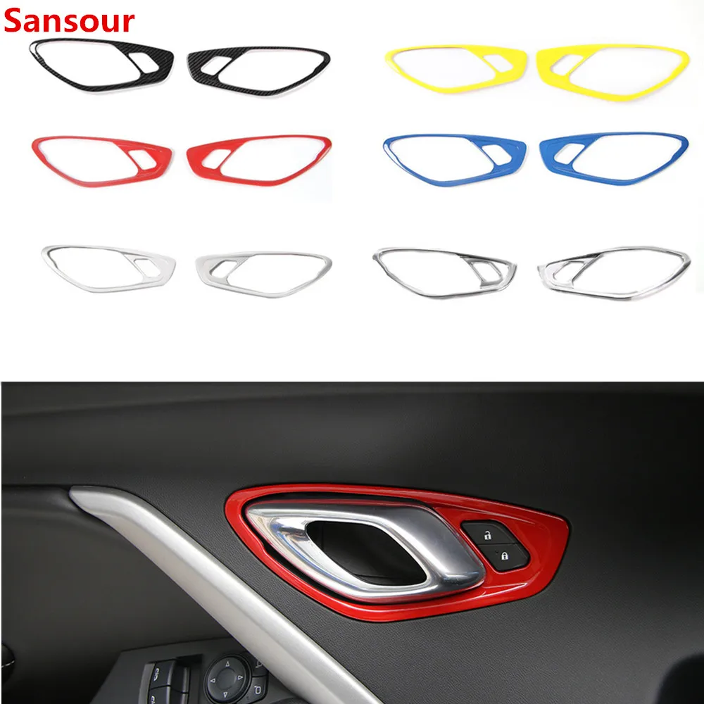 

Sansour Car Styling ABS 6 Colors Interior Inner Door Handle Decorative Cover Trim Frame 6th Gen for Chevrolet Camaro 2017