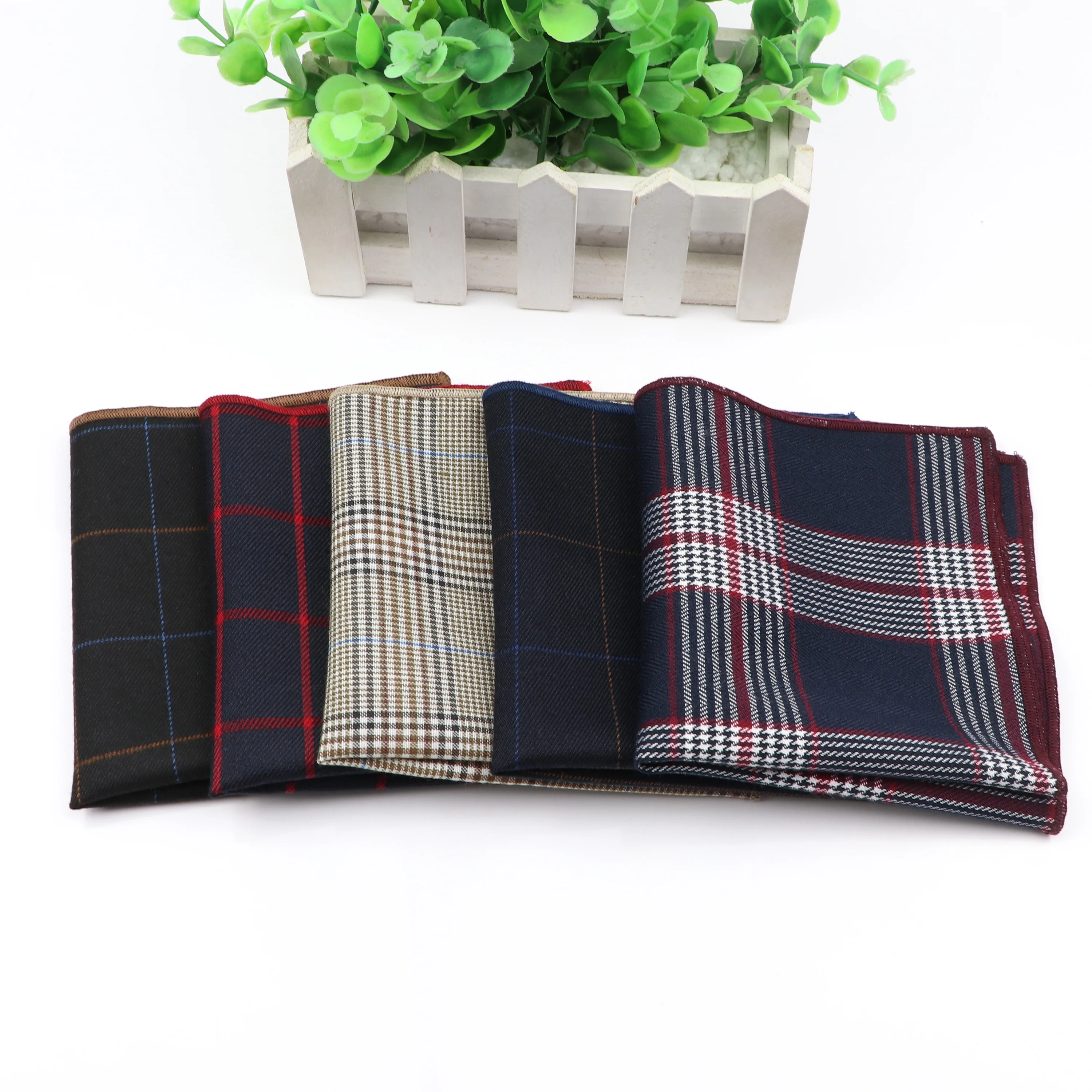 New Fashion Striped Handkerchief Cotton Scarves For Man Vintage Hankies Men's Pocket Square Handkerchiefs 23*23cm Length