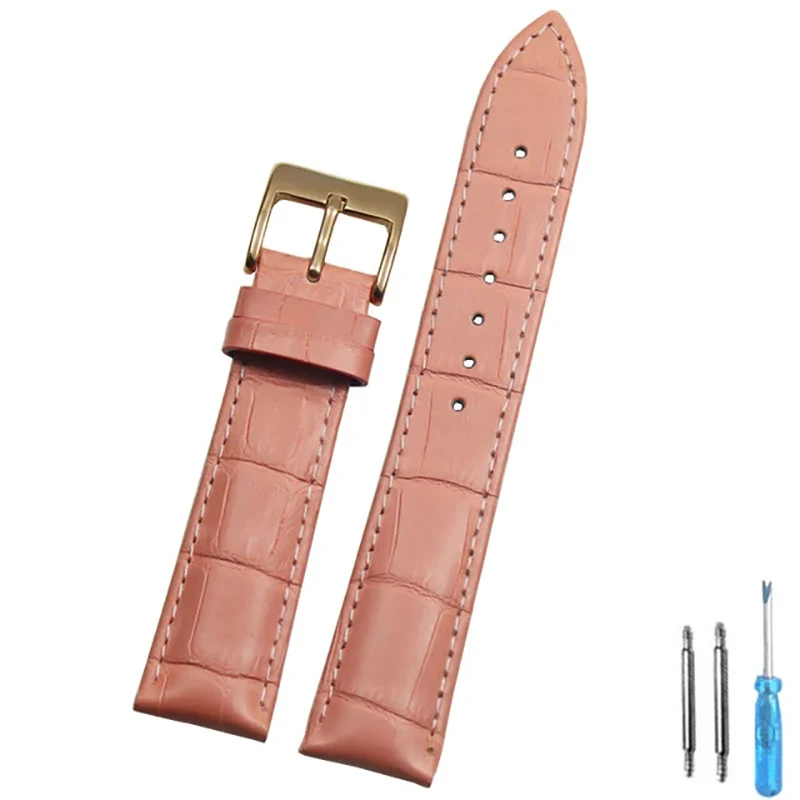 Premium Genuine Leather Watch Strap with Steel Buckle - Includes Tool