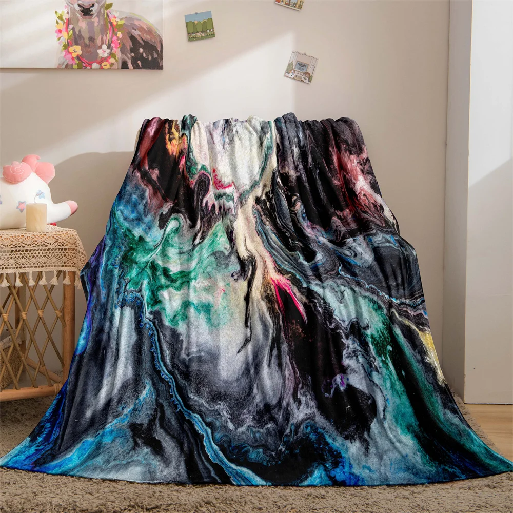 

Marble Blanket Purple Blue Bed Throw Blanket Abstract Pattern Soft Warm Lightweight Blanket for Bedroom Couch Sofa Queen Size