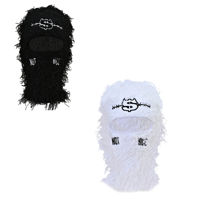 

Popular Female Hat Knitting Balaclava Cap OneHole Beanie Women Winter Warm Mask Hat Adult Hooded Cap for Hiking Cycling 264E