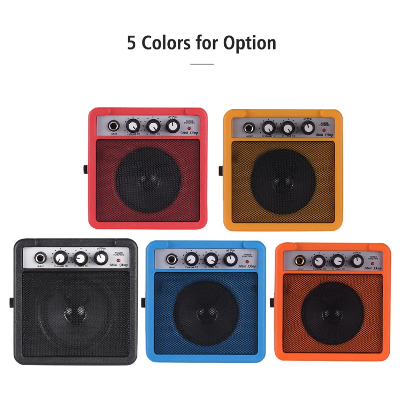 Mini Guitar Amplifier Amp Speaker 5W with 3.5mm & 6.35mm Inputs 1/4 Inch Output Supports Volume Tone Adjustment Overdrive guitar amplifier