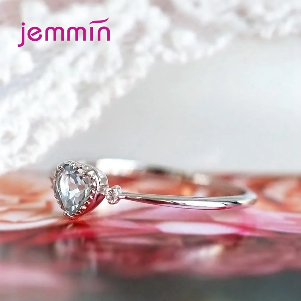Authentic 100% 925 Sterling Silver Ring Light Blue Love Heart Romantic Finger Ring for Women Wedding Gift For Mother/Wife 3
