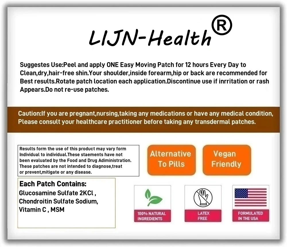 30 Patches Glucosamine and Chondroitin Transdermal Patches High Strength Vitamin C Boost Immune System