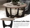 Farmhouse Coffee Table with Crisscross Base, French Country Accent Table for Family, Dinning or Living Room, Modern, Round 3