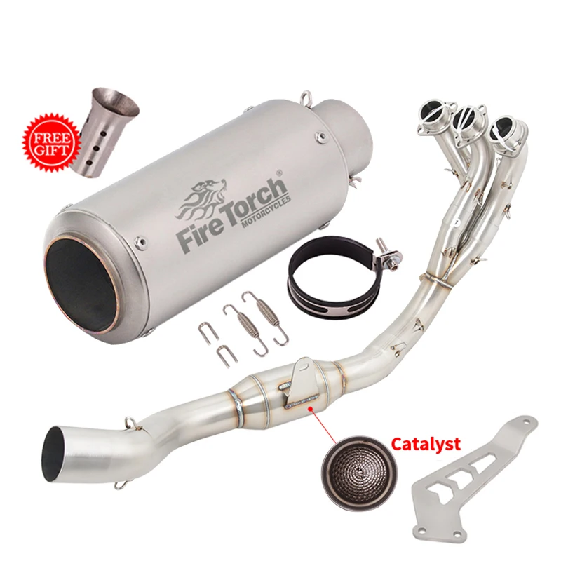 Full System Motorcycle Exhaust Escape Modify Front Link Pipe Carbon Fiber Muffler Slip-On For YAMAHA MT09 MT-09 FZ09 2021 - 2023 - Image 2