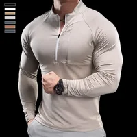 2024 New Men's Sports Gym Fitness Tops Running Training Clothes Round Neck Quick-drying Breathable Long-sleeved T-shirt Autumn 1