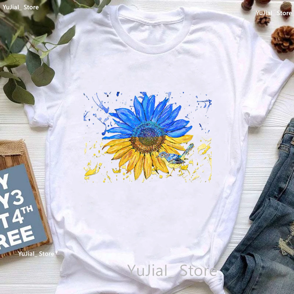 

Women'S Clothing Colorful Bird Ukraine Flower Print T Shirt Girls Summer Fashion Tops Short Sleeve Tshirt Femme Harajuku Shirt