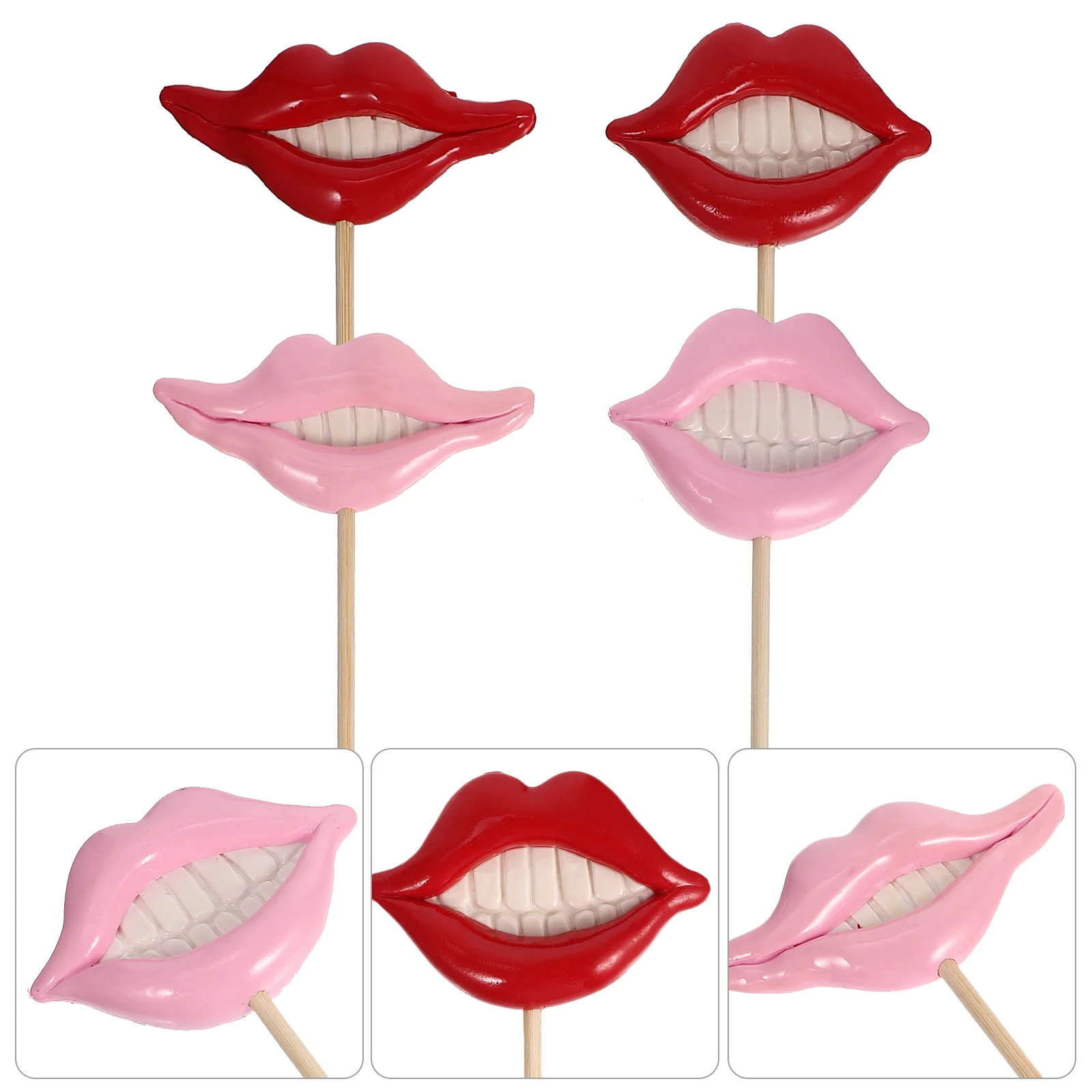 4 Pcs Lips Photo Props Booth Funny Party Selfie Birthday Going Graduation Mouth Christmas