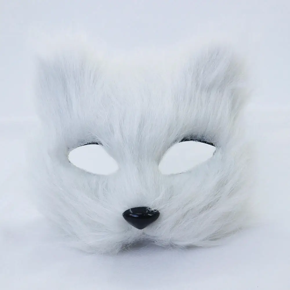 Faux Fur Fox Mask Half Face Furry Animal Mask Realistic Halloween Costume Decorative Cosplay Masquerade Performance Props