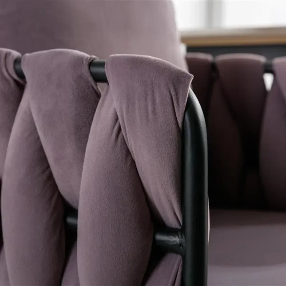 Pure purple modern velvet dining chair 2 piece set of hand-woven upholstered chairs living room chairs upholstered side chairs