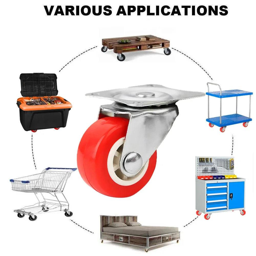 Soft Rubber Universal Swivel Caster Wheels for Furniture and Trolleys