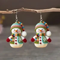 Snowman Earrings Necklace Cute Christmas Earrings Acrylic Dangle Drop Earrings for Women