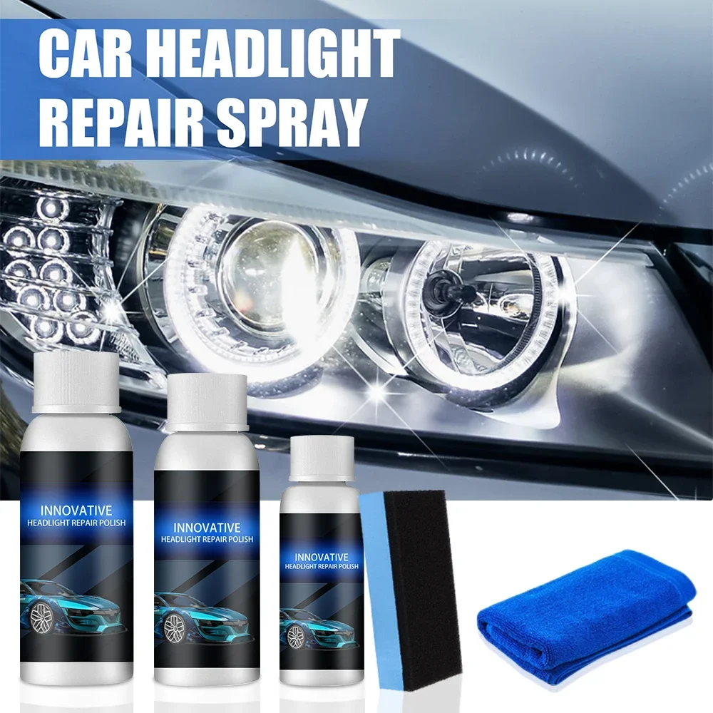 Auto Paint Coating Spray 50ml Car Headlight Repair Refurbished Liquid Kit Agent Head Light Renewal Polish Headlamp Fluid Wash Maintenance Paint