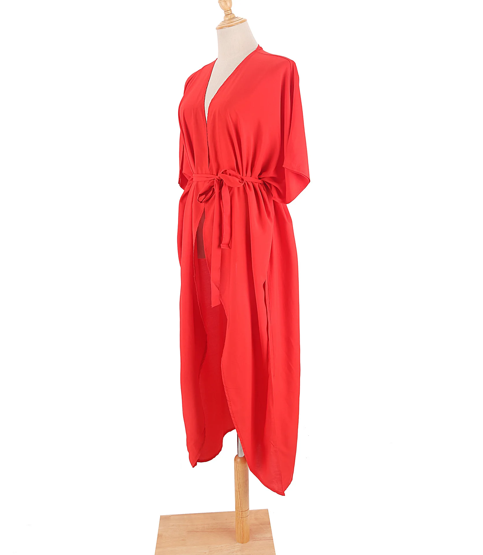 Women's Beach Cover Ups Open Front Tie Dye Maxi Cardigan Kimono Swimsuit with Belts 5