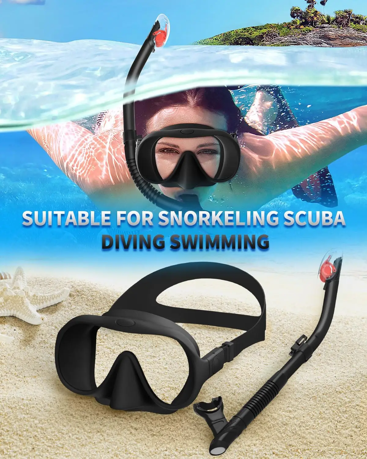 Snorkeling gopro diving mask Professional snorkeling goggles, all-inclusive mask, swimming mask, tempered glass goggles