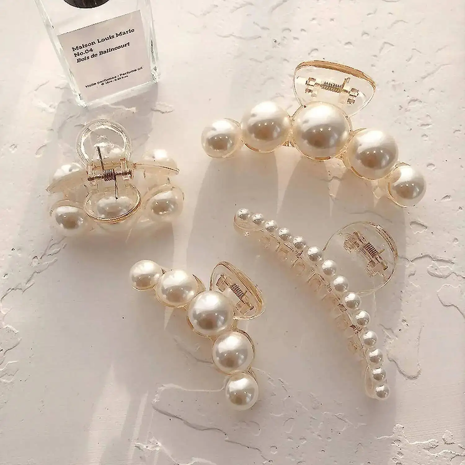 2020 perle Acryl Haar Klaue Elegante Transparente Haar Krabben Clips Für Frauen Einfache Hohl Geometrische Bad Clamp Haar Zubehör – Detail 6