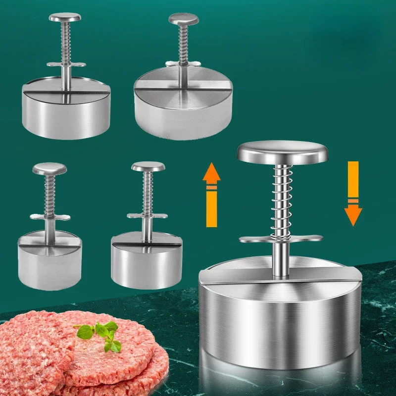 

304 Stainless Hamburger Press Patty Maker Steel Manual Press Mold for Grill Griddle Meat Tool Artifact Manual Cake Press