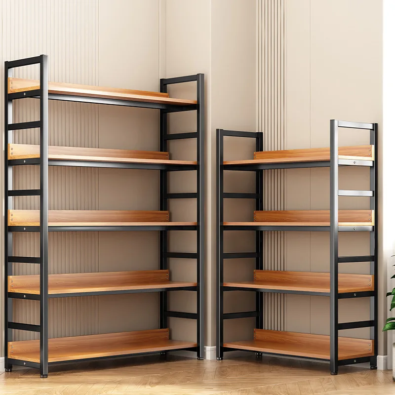 

Storage Rack Shelf Household Bookshelf Floor Display Rack Simple Steel Wood Article Storage Shelf Storage Rack