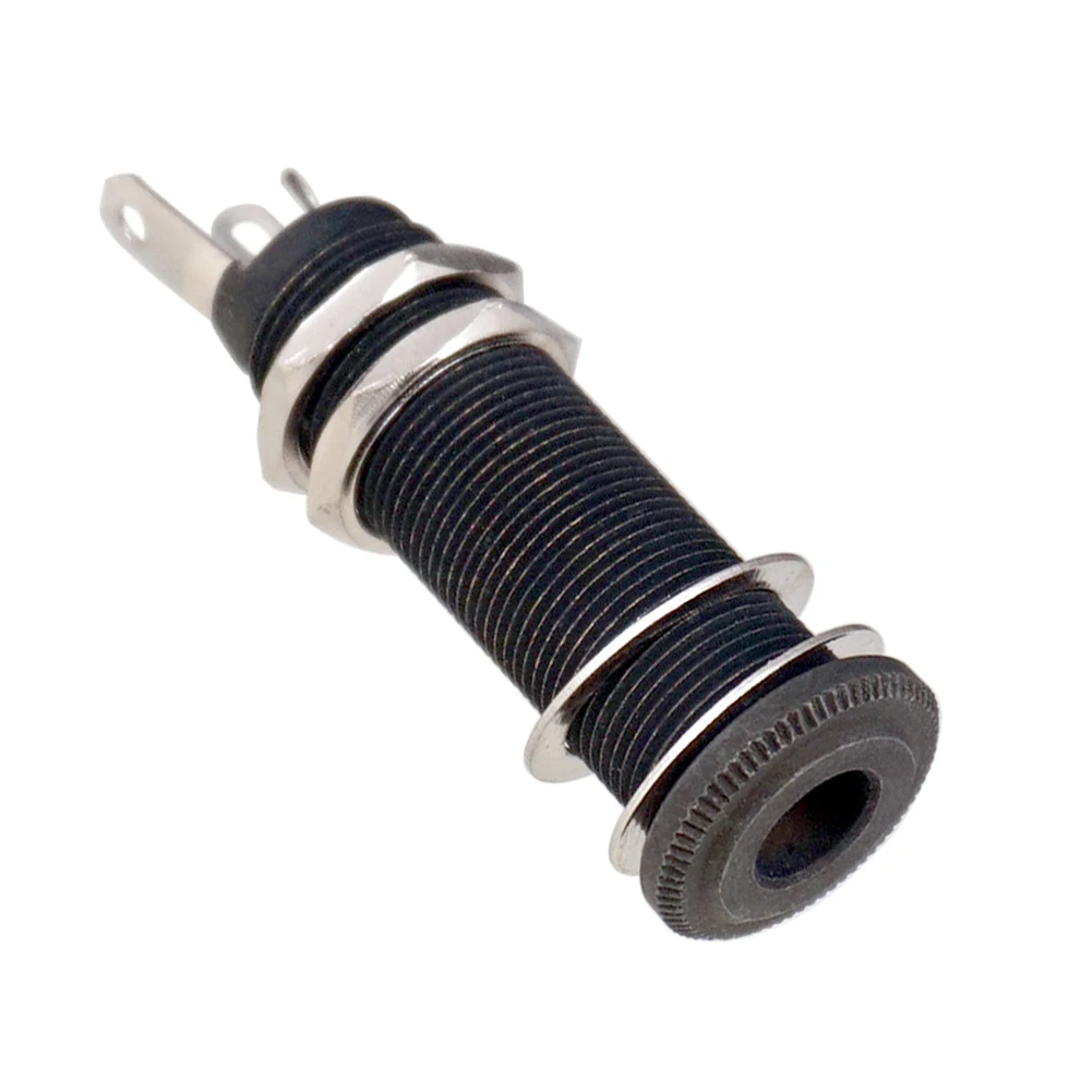 Description Picture 5 of itemElectric Guitar Bass 6.35mm Socket Stereo 1/4 Inch Output Jacks Socket Plug Brass Straight Ribbed Tube Style Jack Anti-noisy