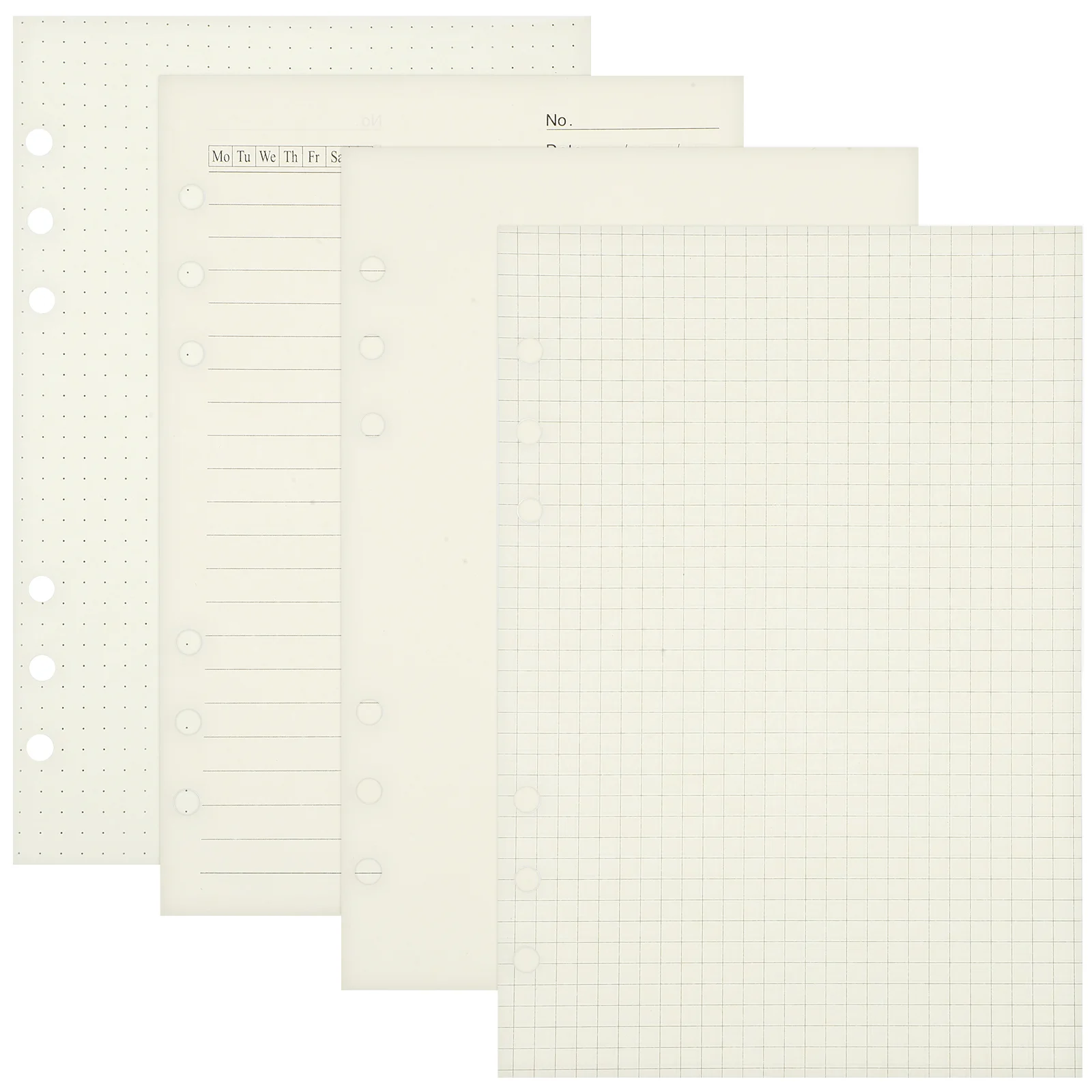 

4 Pcs Loose Leaf Notepad Pads Lined Binder Paper Book A5 Hole Punch 6 Ring Blank Punched Refill Dotted
