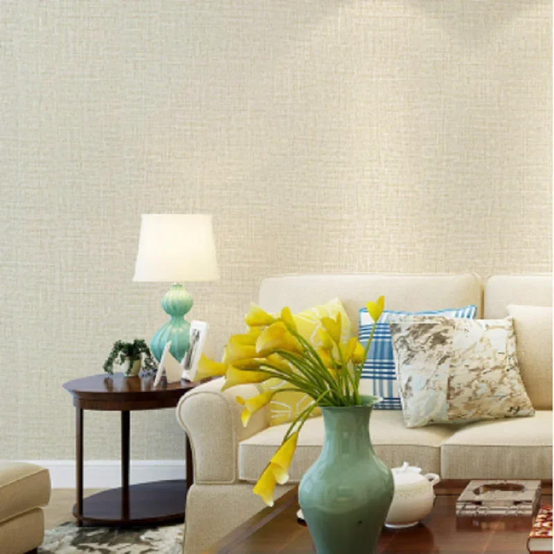 

2023 Linen Texture Wall Sticker PVC Self-Adhesive Waterproof Vinyl Contact Paper for Living Room Bedroom Furniture Decoration