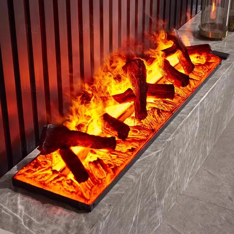 การออกแบบถ่านเตาผิงขาตั้งทีวีพร้อมการตกแต่งไม้ Mist Humidifier APP ควบคุมเสียงไม้จริง 3D ไอน้ําเตาผิง 1