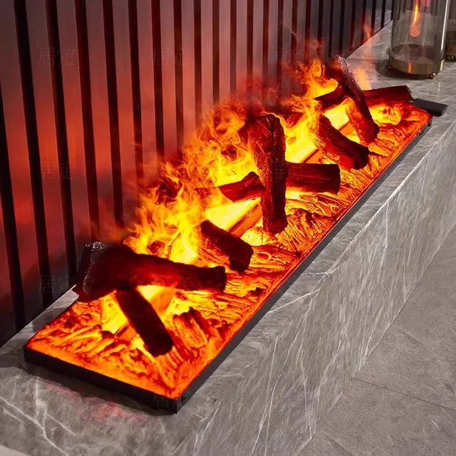 การออกแบบถ่านเตาผิงขาตั้งทีวีพร้อมการตกแต่งไม้ Mist Humidifier APP ควบคุมเสียงไม้จริง 3D ไอน้ําเตาผิง 1