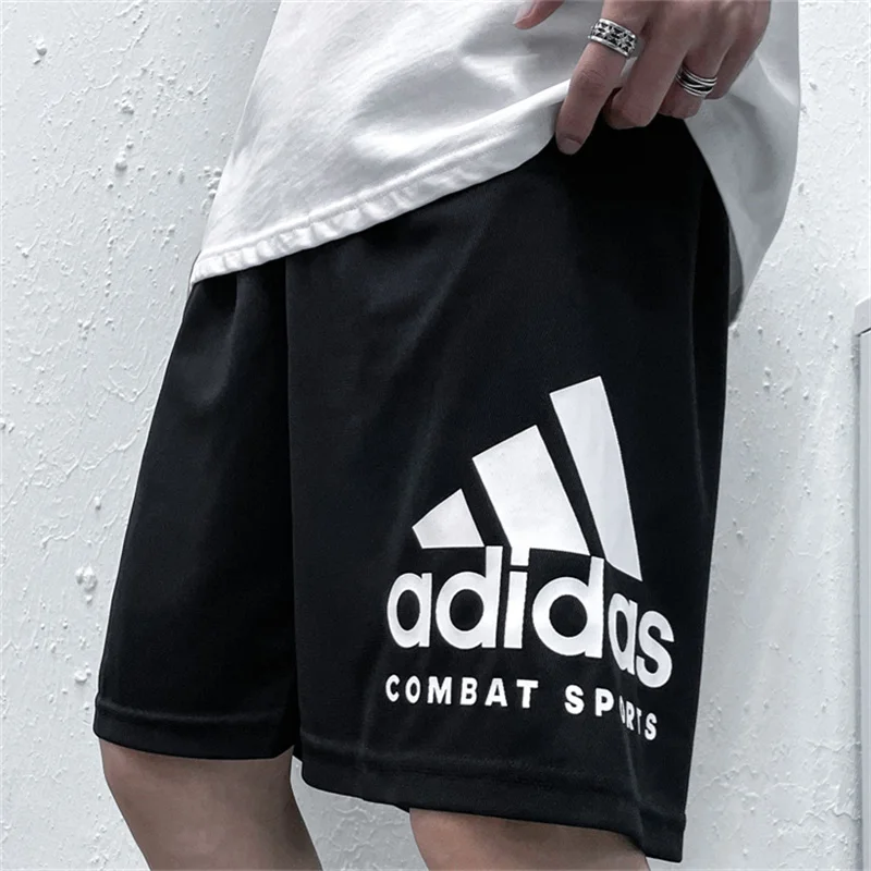 Adidas Men's Exercise Shorts, Loose, Quick-drying, Lightweight, Large Printing, Trendy Exercise Shorts Sweatpants, Black
