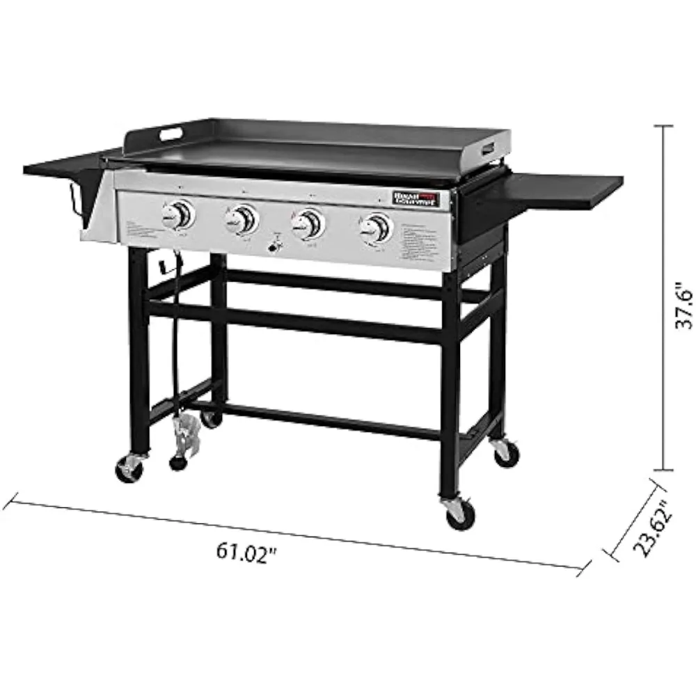 4-Burner Flat Top Gas Grill 52000-BTU Propane Fueled Professional Outdoor  Griddle 36inch Backyard Cooking with Side Table, Black - AliExpress