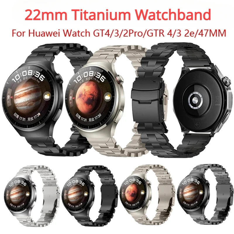 

22mm Titanium Strap for Huawei Watch4 /4Pro/GT2/GT3/GT4 46mm Watchband for Huawei WATCH Ultimate /Buds Butterfly Shap Wristband