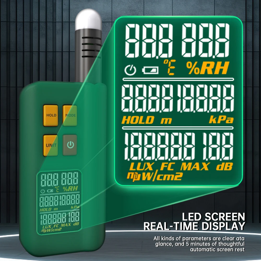 GX1 Multi-function Tester Temperature & Humidity Meter Illuminance Meter Altitude Tester Noise Detector Sound Level Meter 3