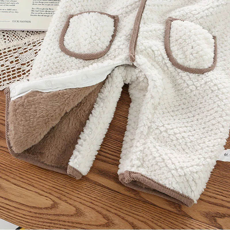 Winter Baby Romper Fur Lining Jumpsuit Toddler Outwear