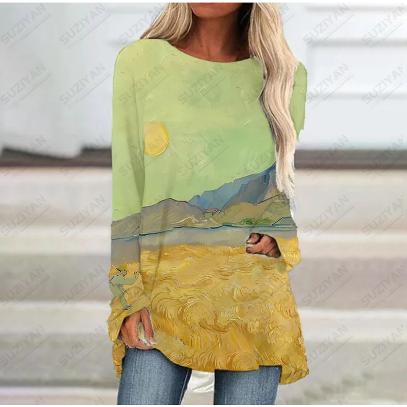 Bellissimo Paesaggio Abito Stampato In 3D Comodo Abito Morbido Primavera Street Fashion Dress Ladies Loose Casual Dress