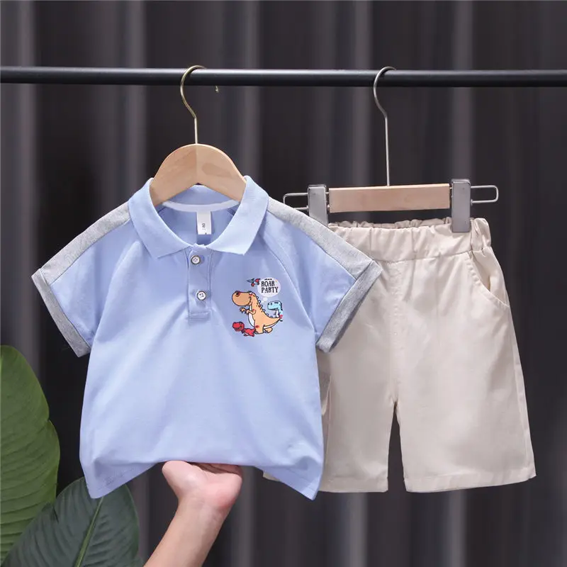 

2022 Baby New Summer Sport Clothing Children Boy Girls Cartoon T Shirt Shorts 2Pcs/Set Kids Infant Dinosaur Toddler Cacual Suit