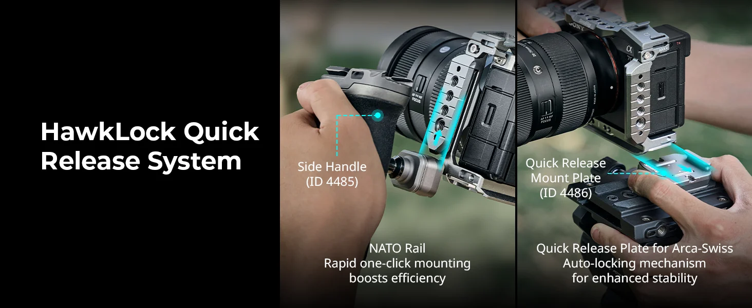 "HawkLock" Quick Release Cage Kit for Sony Alpha 7C II /7CR w Silicone Handle Ca