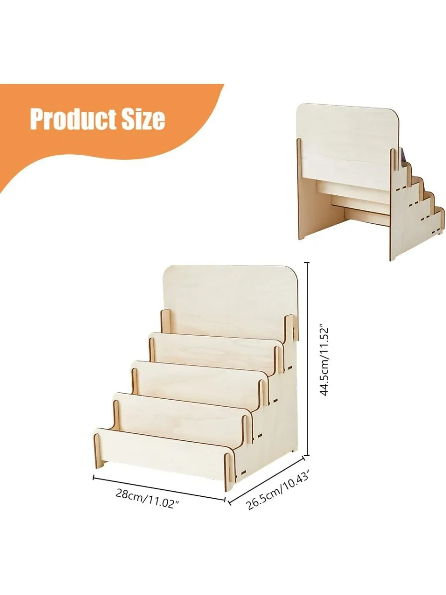 4-Tier Wooden Greeting Card Display Stand 1PC Sticker Display Stand Vendors Postcard Organizer Retail Racks Multipurpose card display stand