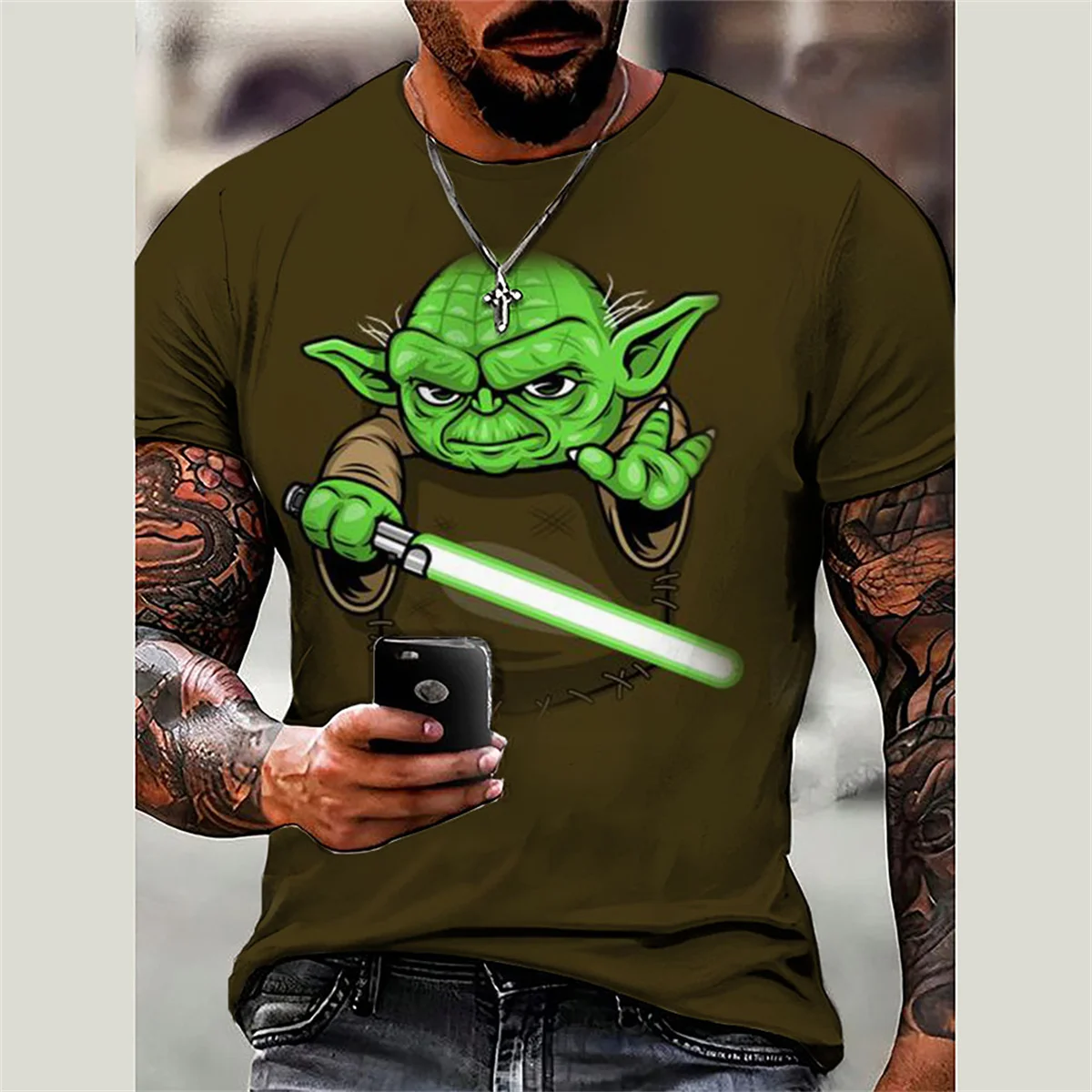 Summer Baby Yoda Clothes Print Cartoon Tee Clothing Disney