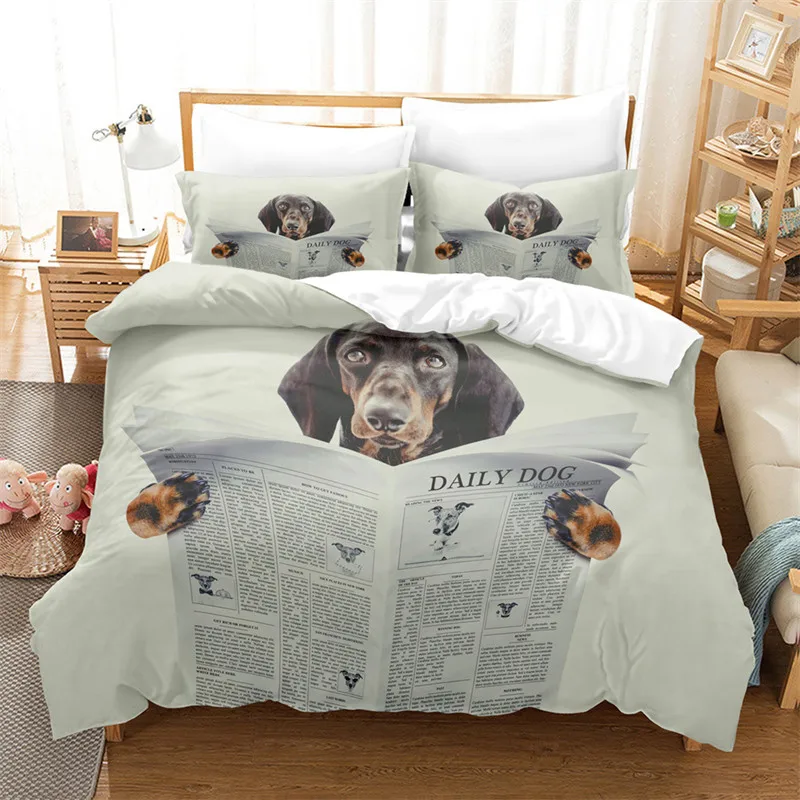 Homesky Cartoon Pug Dog Bedding Sets Pug Dog Bed Set Duvet Cover Set King  Queen Size Comforter Bedding Set Bed Cover - Bedding Set - AliExpress